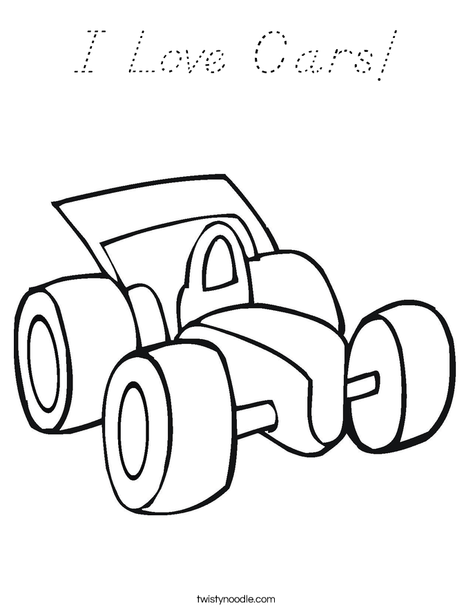 I Love Cars! Coloring Page
