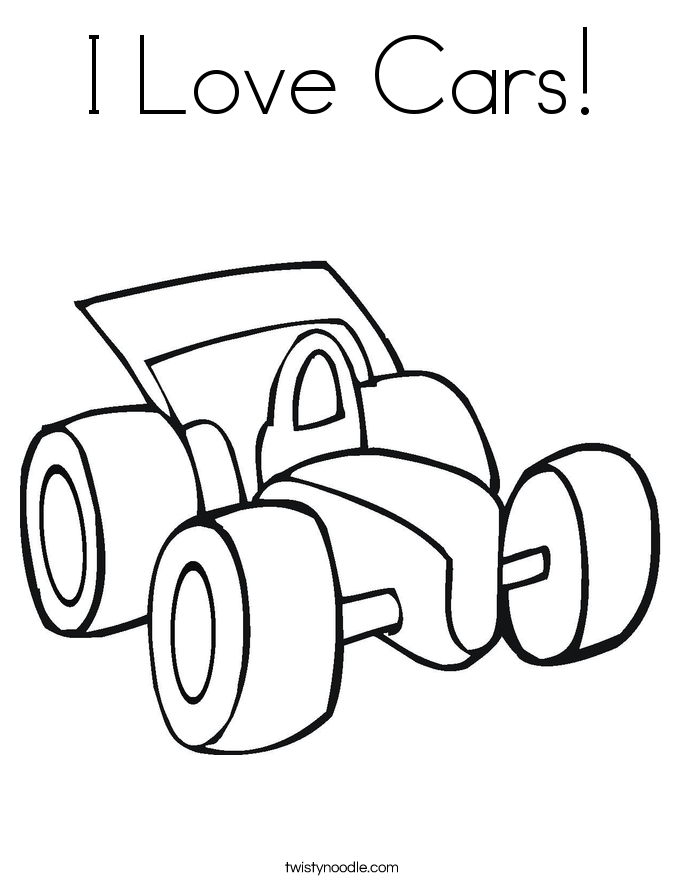 I Love Cars! Coloring Page