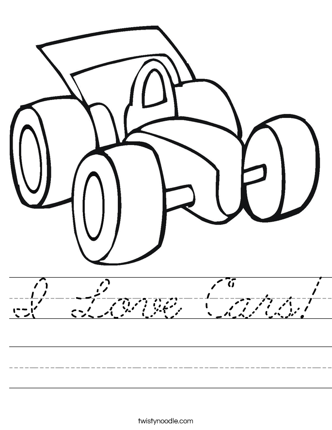 I Love Cars! Worksheet
