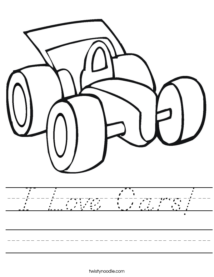 I Love Cars! Worksheet