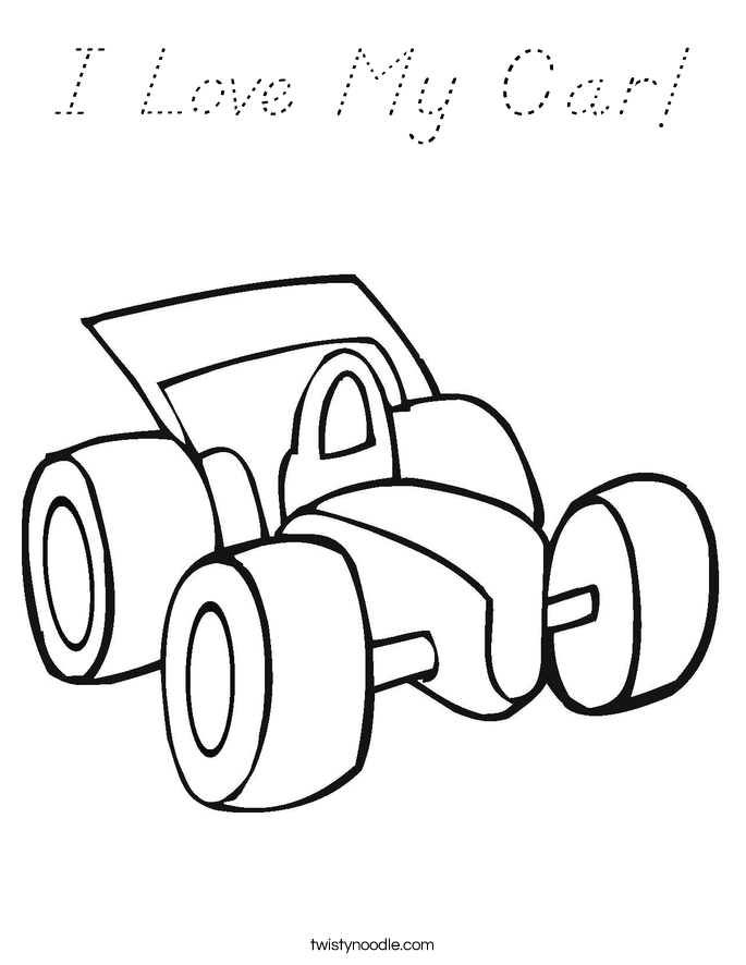 I Love My Car! Coloring Page