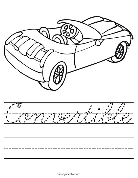 Convertible Car Worksheet