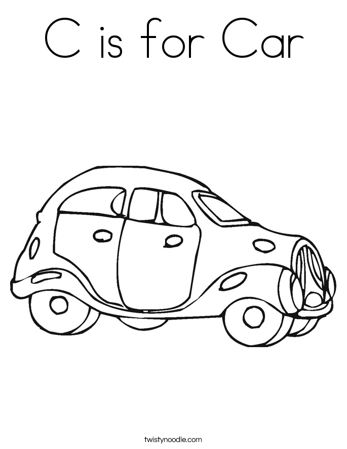 C is for Car Coloring Page