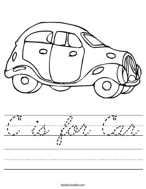 Blue Car Worksheet