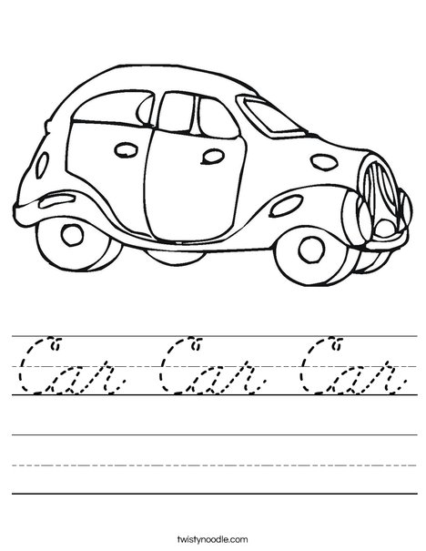 Blue Car Worksheet