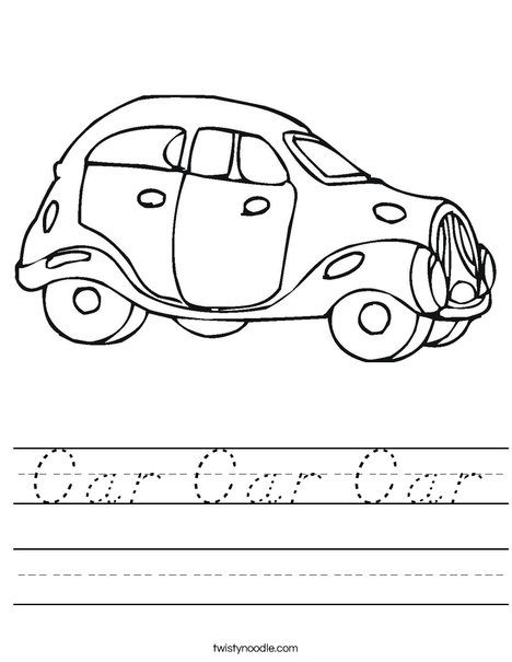 Blue Car Worksheet