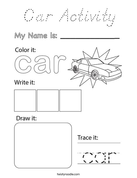 Car Activity Coloring Page