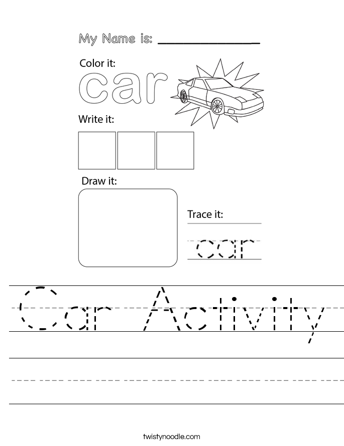 Car Activity Worksheet
