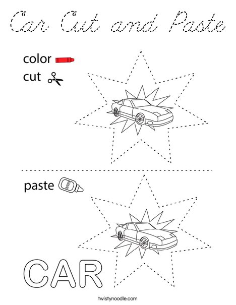 Car Cut and Paste Coloring Page
