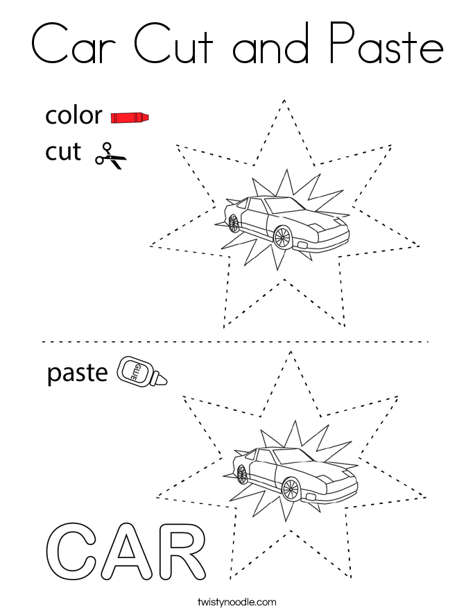 Car Cut and Paste Coloring Page