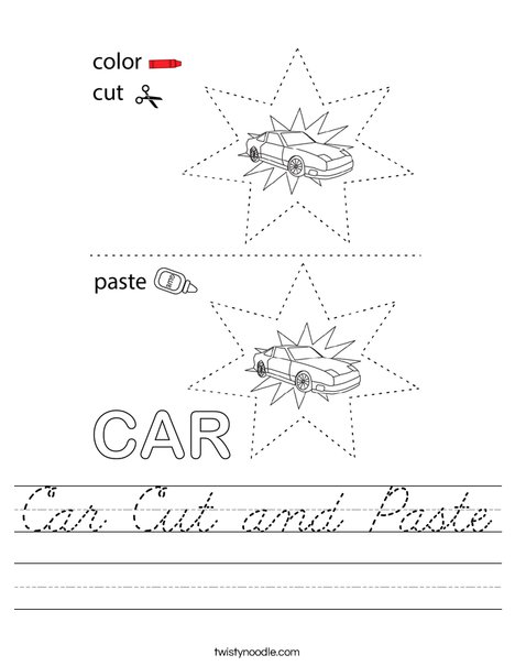 Car Cut and Paste Worksheet