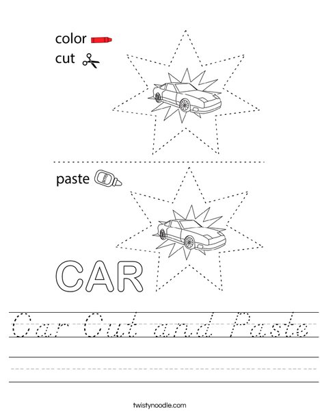 Car Cut and Paste Worksheet