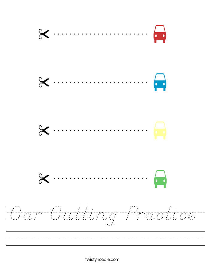 Car Cutting Practice Worksheet