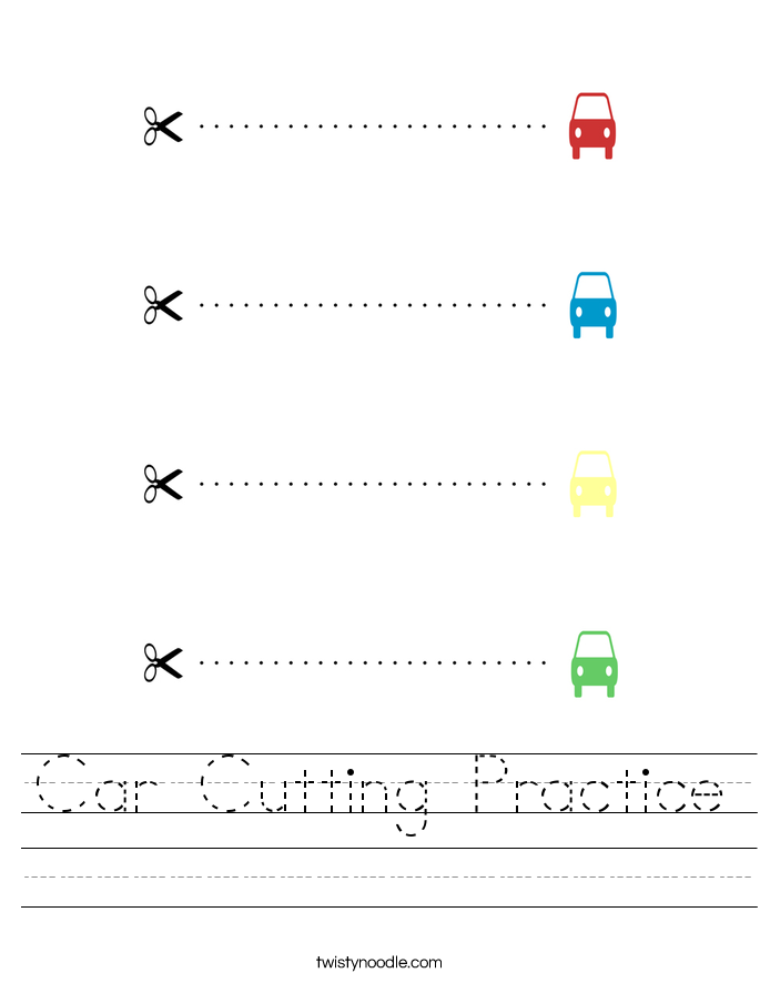 Car Cutting Practice Worksheet