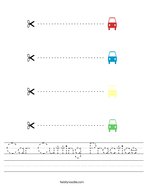 Car Cutting Practice Handwriting Sheet
