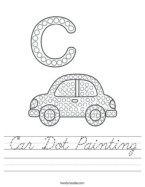 Car Dot Painting Worksheet