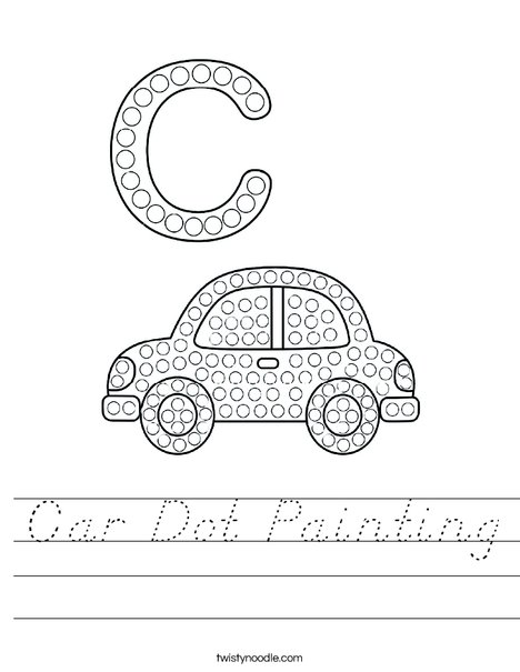 Car Dot Painting Worksheet