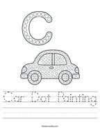Car Dot Painting Handwriting Sheet