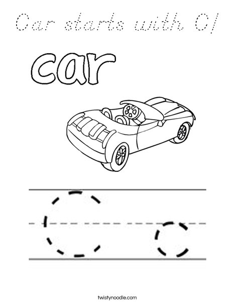 Car starts with C! Coloring Page