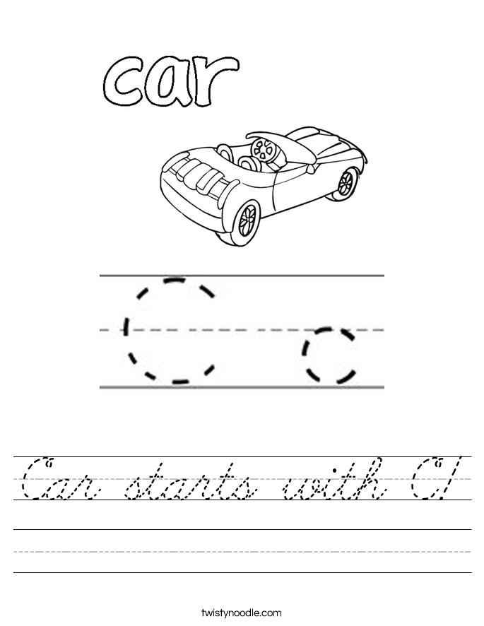 Car starts with C! Worksheet