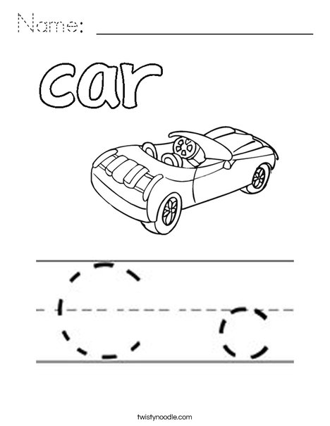 Car starts with C! Coloring Page