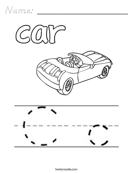 Car starts with C! Coloring Page