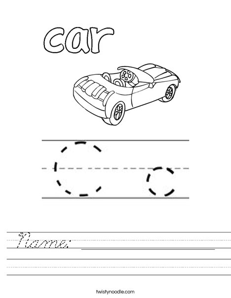 Car starts with C! Worksheet