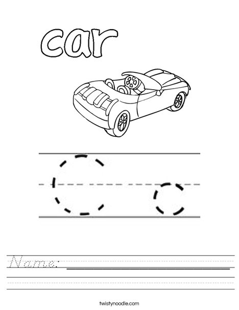 Car starts with C! Worksheet