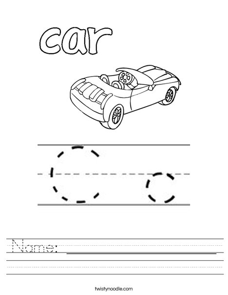 Car starts with C! Worksheet