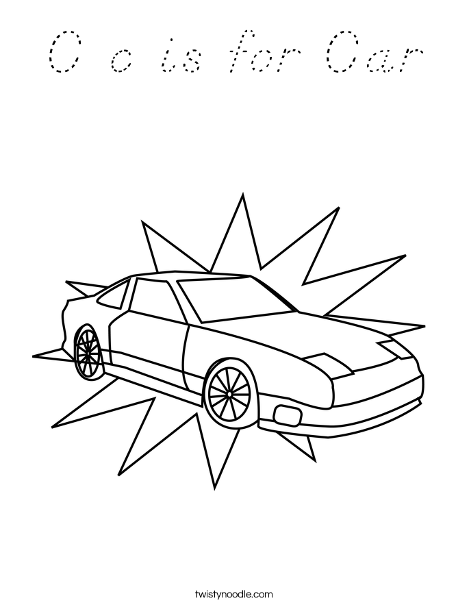 C c is for Car Coloring Page