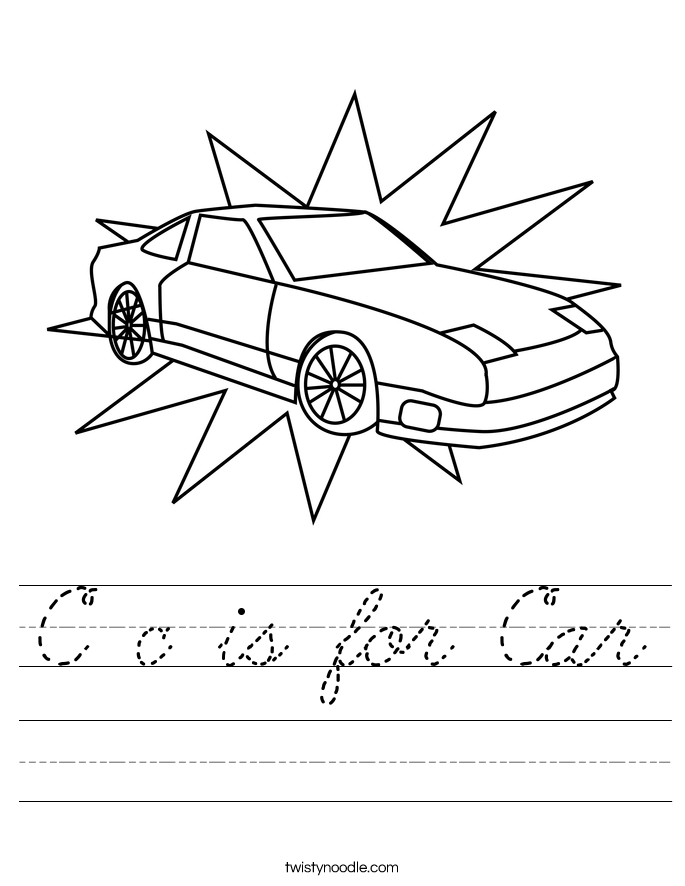 C c is for Car Worksheet