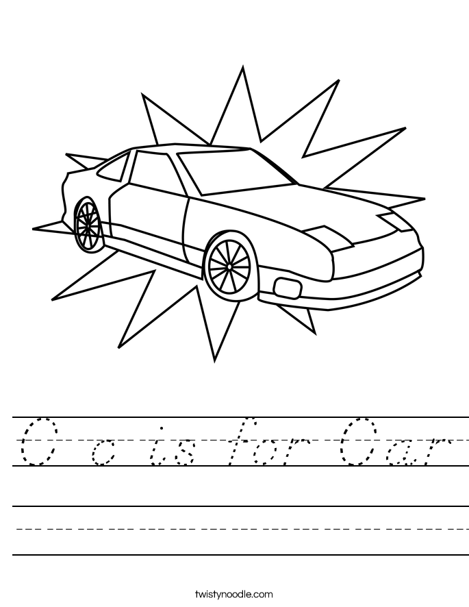 C c is for Car Worksheet