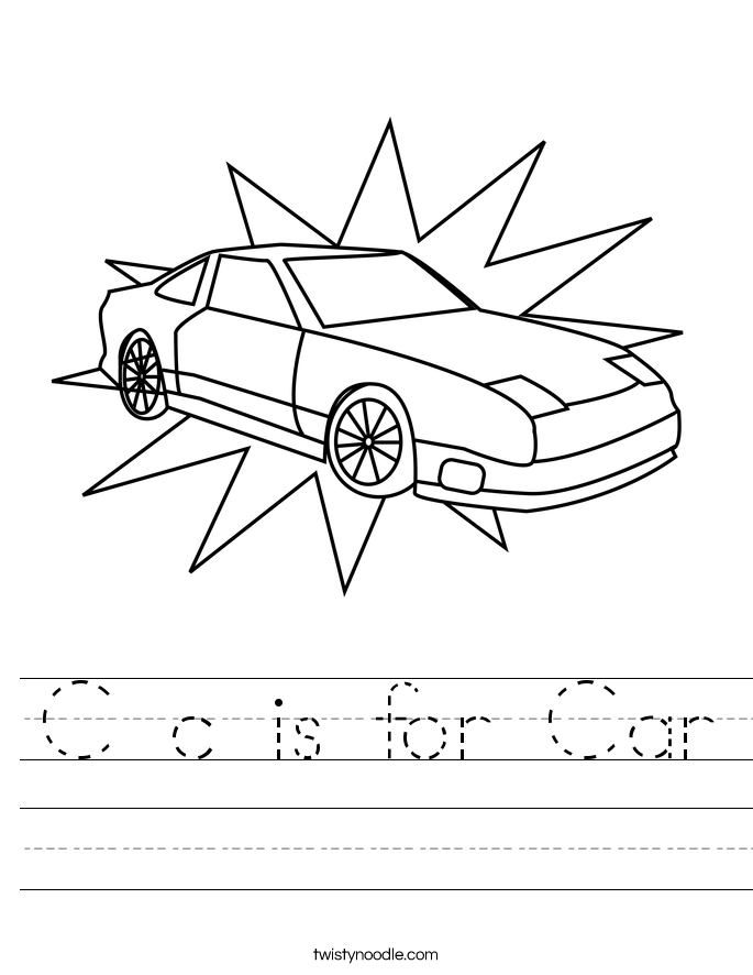 C c is for Car Worksheet