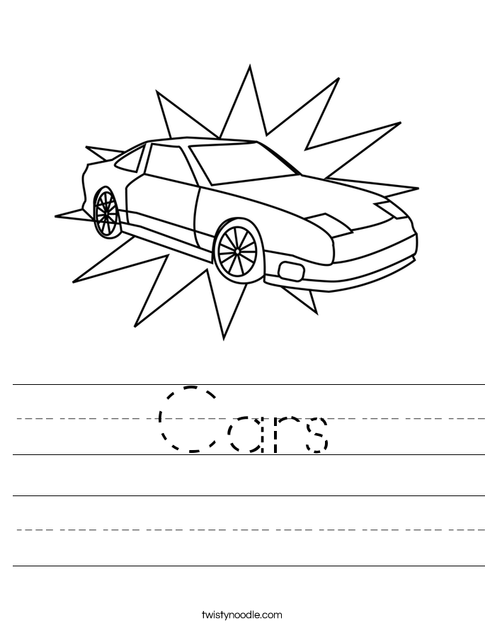Cars Worksheet