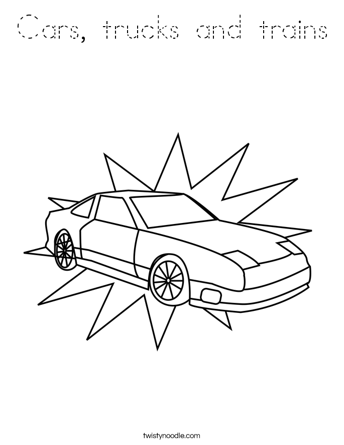 Cars, trucks and trains Coloring Page