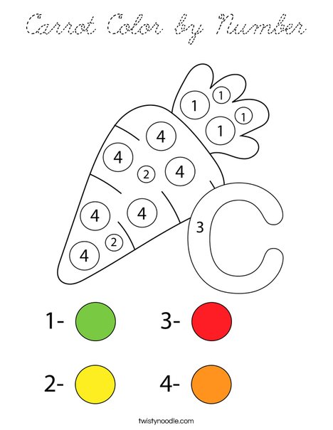 Carrot Color by Number Coloring Page