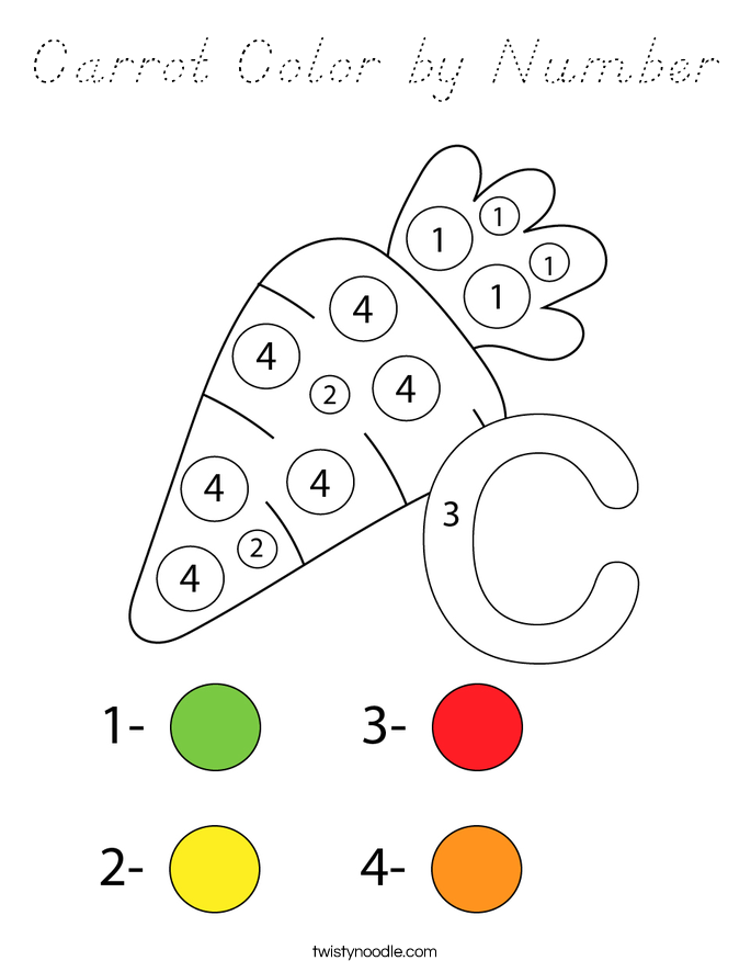 Carrot Color by Number Coloring Page