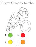 Carrot Color by Number Coloring Page