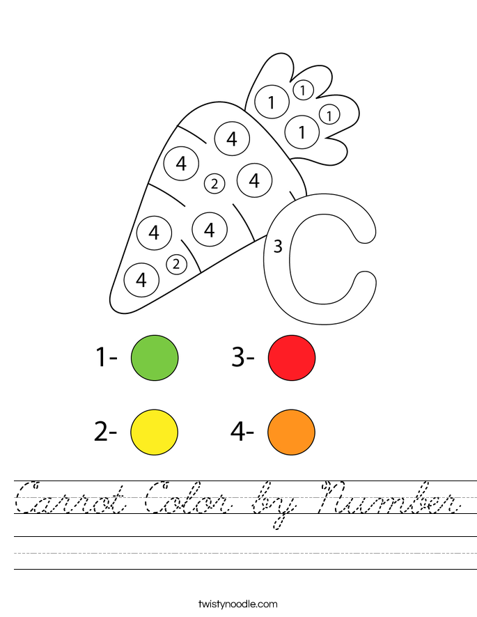 Carrot Color by Number Worksheet