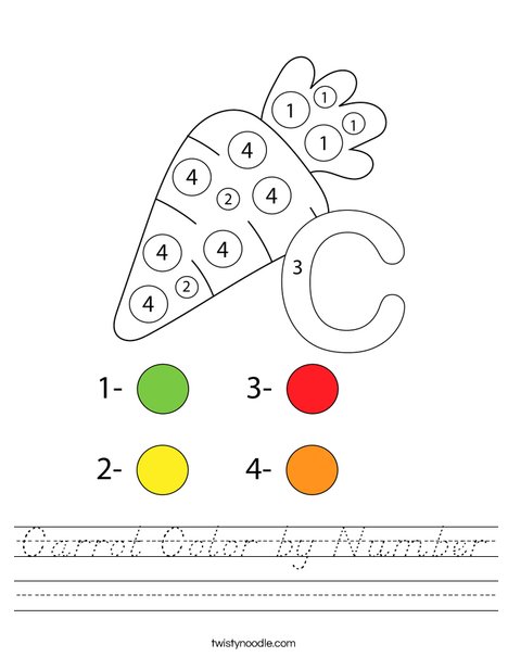 Carrot Color by Number Worksheet