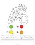 Carrot Color by Number Handwriting Sheet