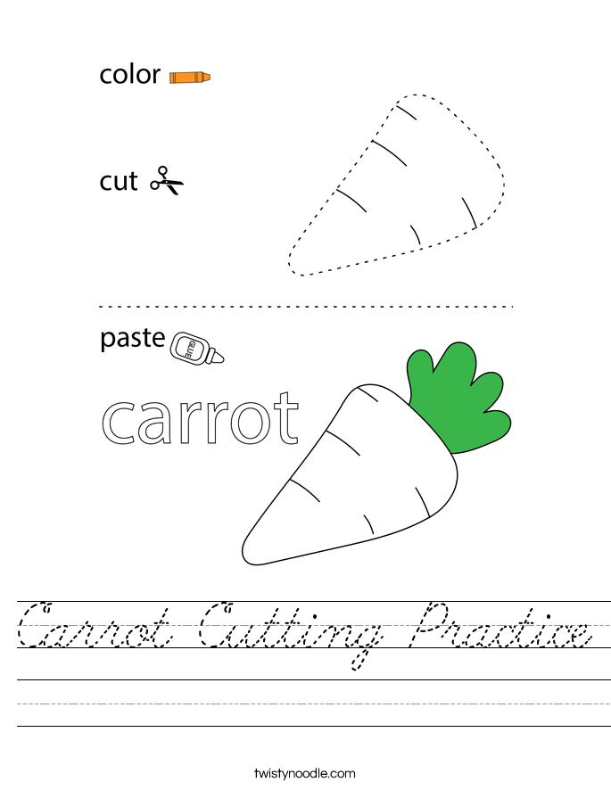 Carrot Cutting Practice Worksheet