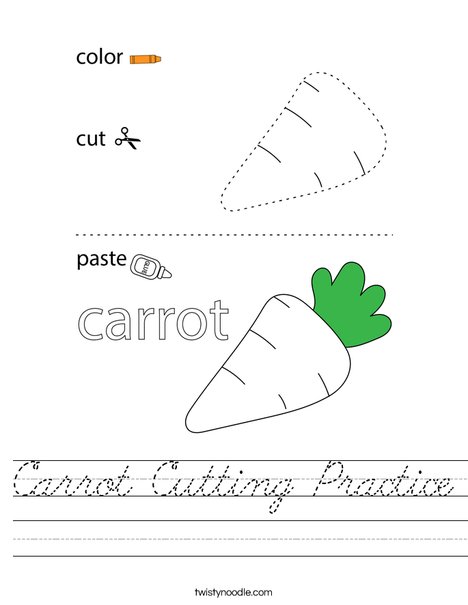 Carrot Cutting Practice Worksheet