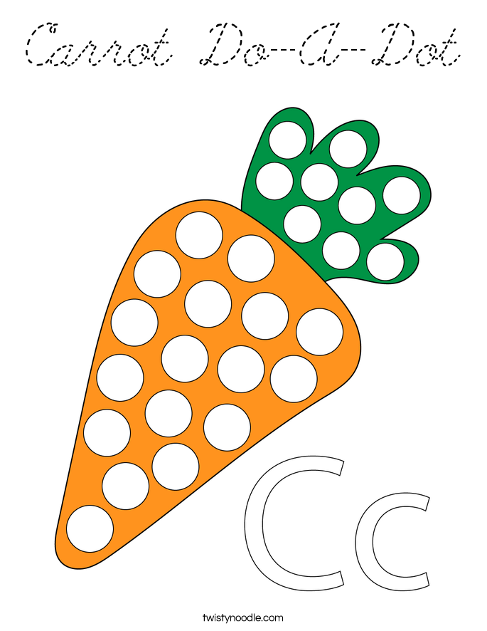 Carrot Do-A-Dot Coloring Page - Cursive - Twisty Noodle