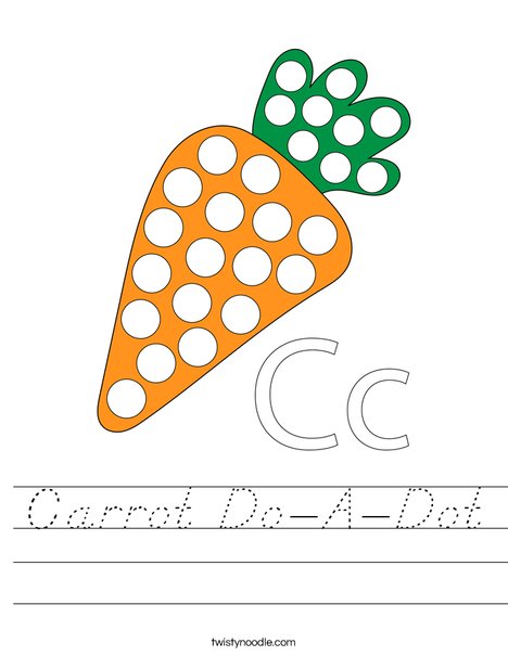 Carrot Do-A-Dot Worksheet - D'Nealian - Twisty Noodle