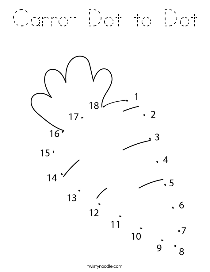 Carrot Dot to Dot Coloring Page