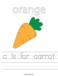c is for carrot Worksheet