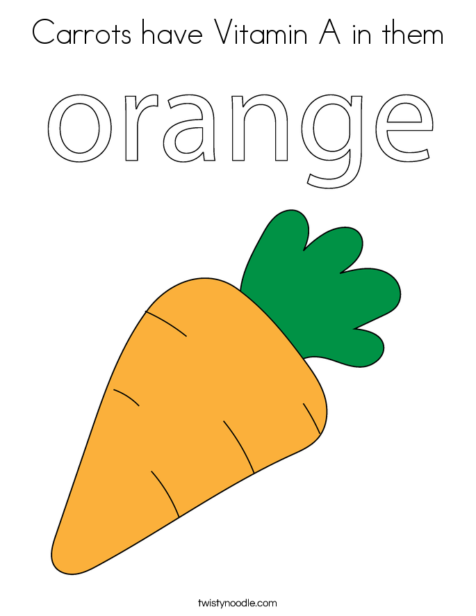 Carrots have Vitamin A in them Coloring Page