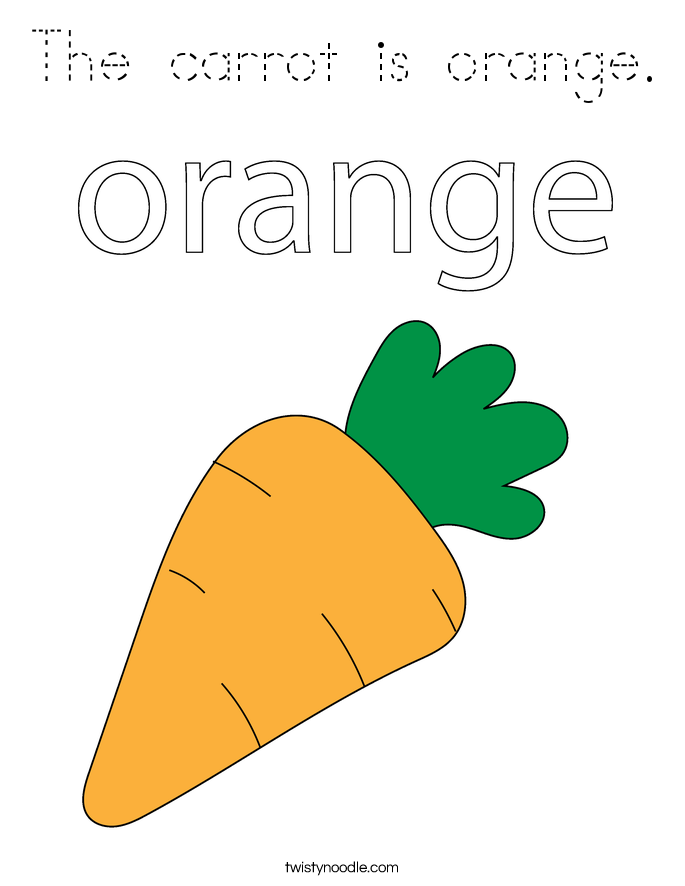 The carrot is orange. Coloring Page