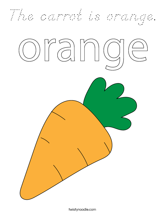 The carrot is orange. Coloring Page